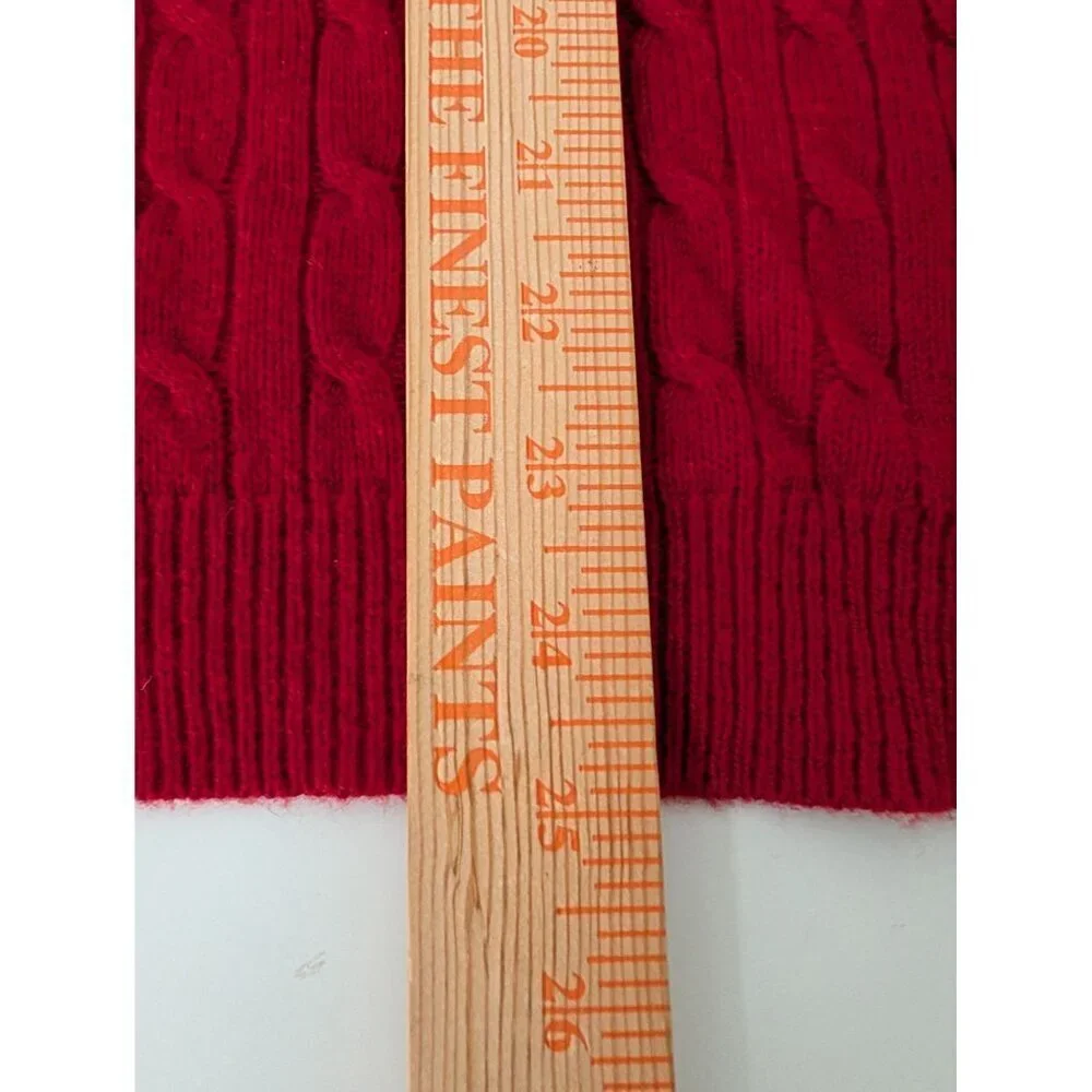 Talbots Cable Knit Sweater Womens Size XL Red Lambswool Blend Button Detail Knit